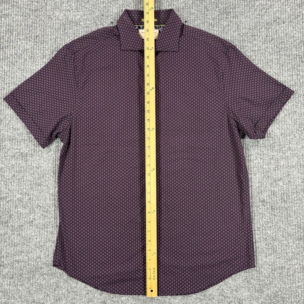 Denim & Flower Ricky Singh Mens Large Slim Fit Button Up Shirt Purple Floral - Picture 5 of 9